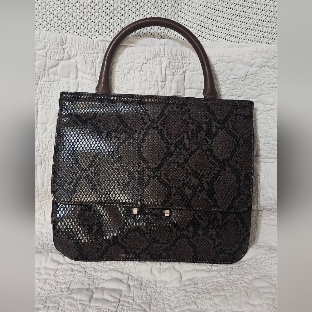 a new day Dark Brown Snake Print Satchel